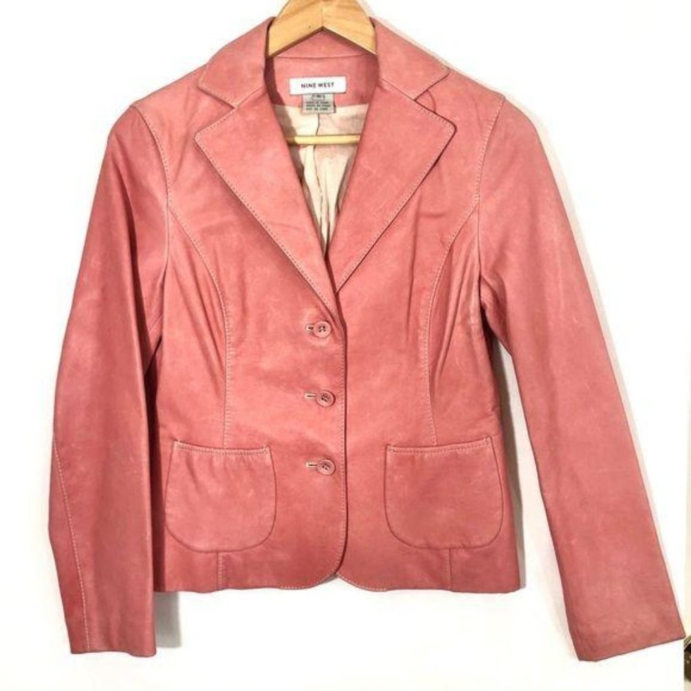 Nine West Soft Broken-In Pink Leather Jacket - Picture 3 of 8